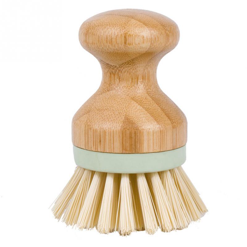 vajilla herramienta multifuncional para cepillo de limpieza de cocina Mini duradero mango de madera Redondo. Plato depurador de la olla Pan lavado