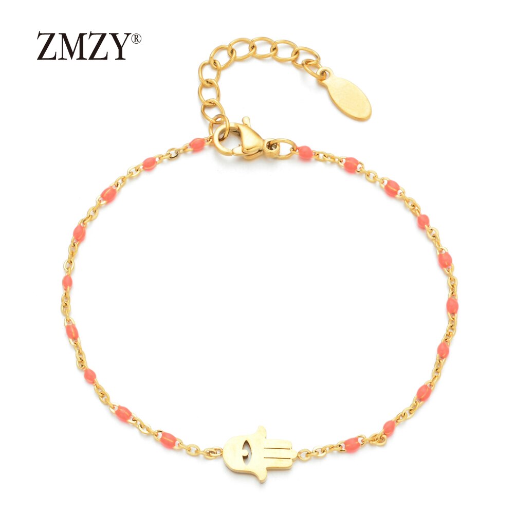 ZMZY chaîne mince en acier inoxydable Bracelet femmes couleur or mauvais œil Hamsa main bijoux turcs Bracelet Boho Bracelet de mariage