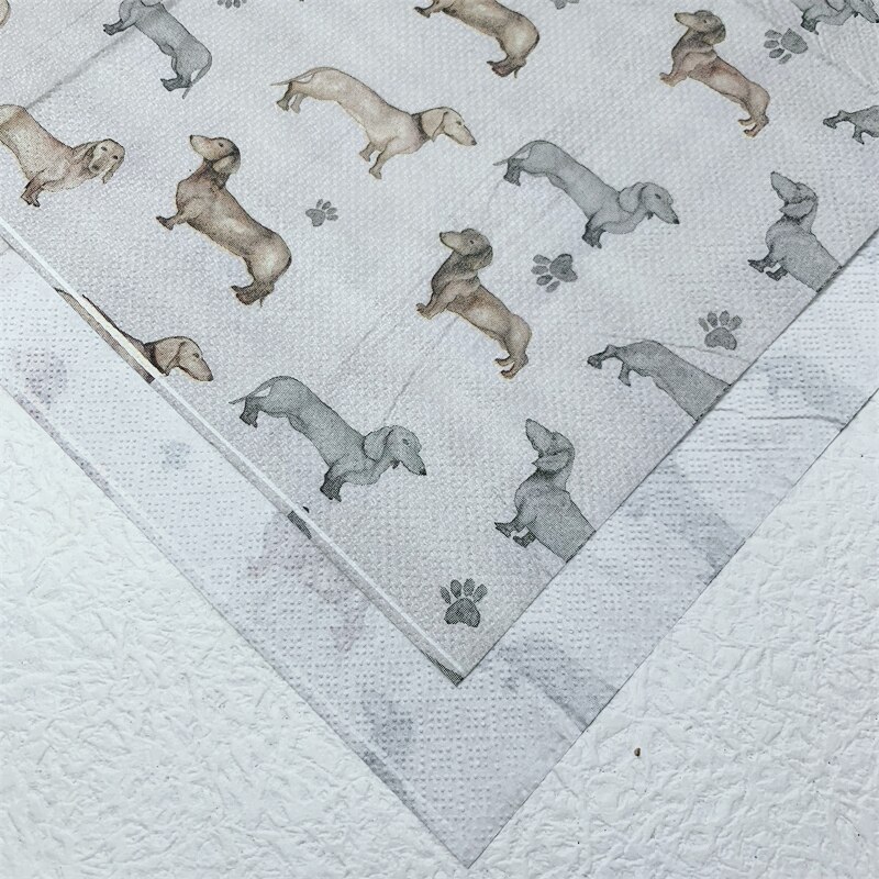 20Pcs/Pack Cute Cartoon Dachshund Dog Decoupage Paper Napkins Doggy Animal Paper Tissues for Kids Birthday Party Decor