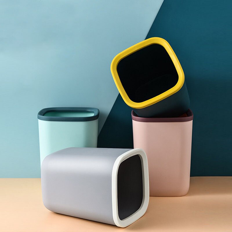 Poubelle en plastique grande cuisine salle de bains bureau, corbeille pour toilettes salon sans couvercle