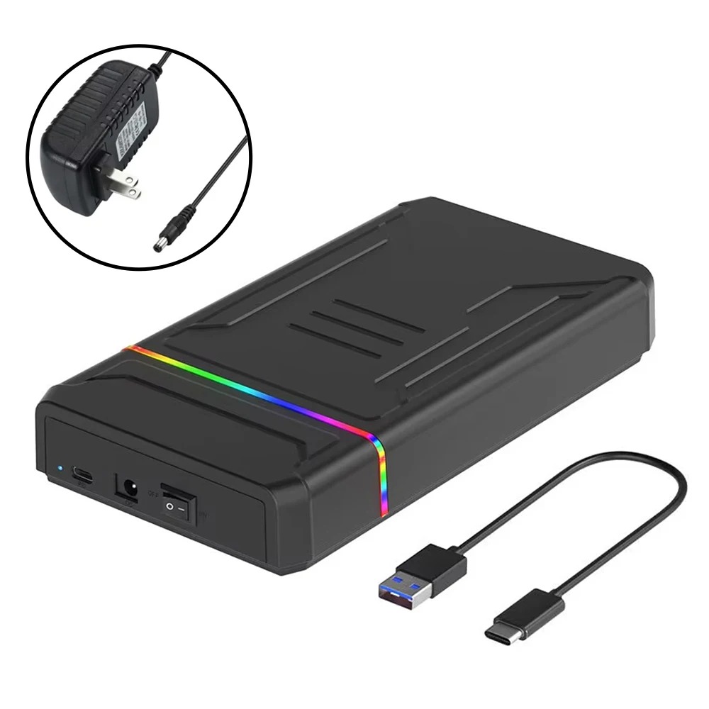 2,5/3,5 Zoll Festplattengehäuse SATA auf Typ C Festplattengehäuse-Adapter bis zu 6 Gbit/s Externe Festplattengehäuse für PC Laptop 12 V 3 A Strom: Silber