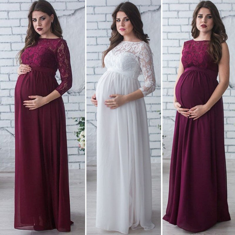 Pudcoco gravid mor klänning moderskap fotografering rekvisita kvinnor graviditet kläder spetsklänning för gravida fotografering kläder