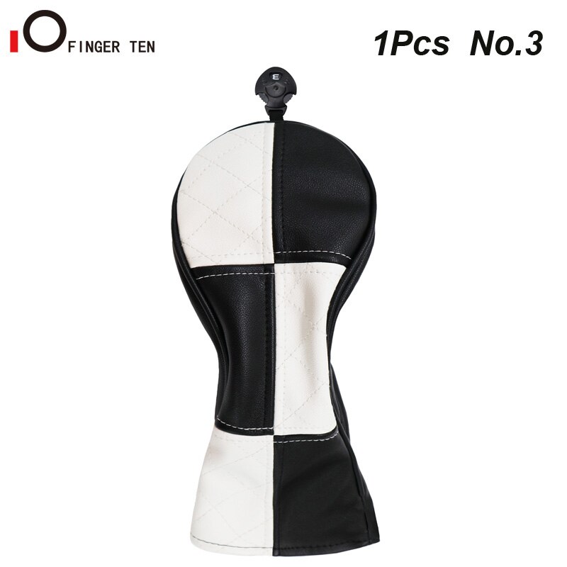 Deluxe Synthetic Leather Golf Head Covers for Woods Driver Fairway Rescue Club Cover No.1 3 5: 1Pc No.3-White Black