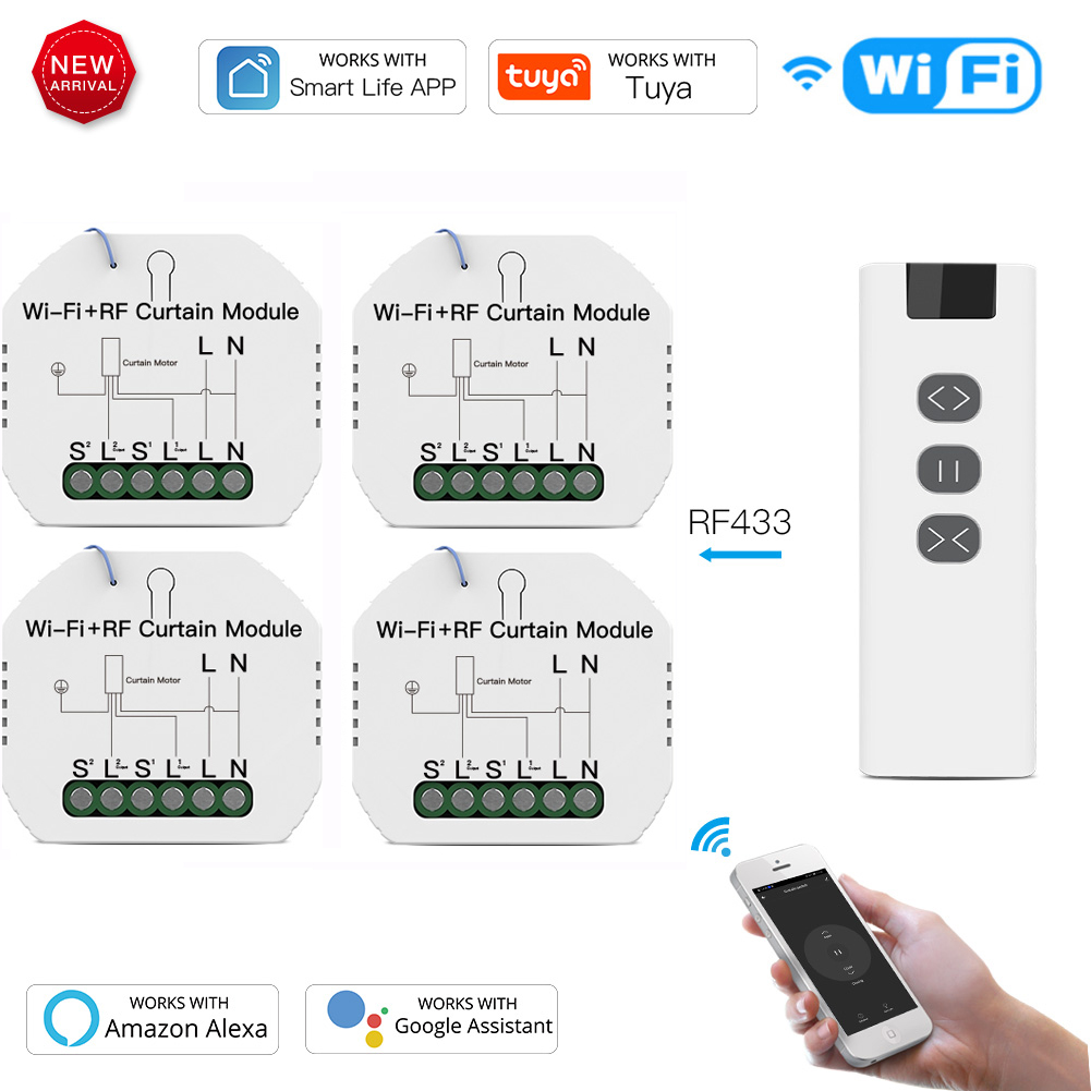 MOES Tuya WiFi RF Rollos Vorhang Steuermodul Auslöseschalter mit Fernbedienung für Elektromotor Sonnenschutz Google Home Alexa: Orange