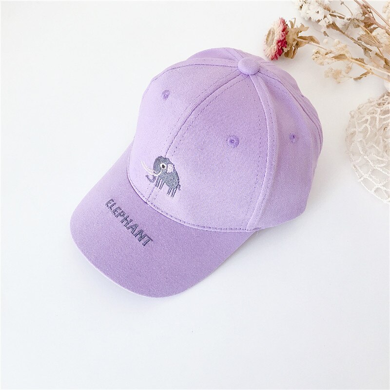 Casquette de Baseball pour bébé, coréenne, printemps été, extérieur, lettres brodées, Animal de dessin animé, chapeau pour enfant en bas âge, garçons et filles de 2-7 ans: purple