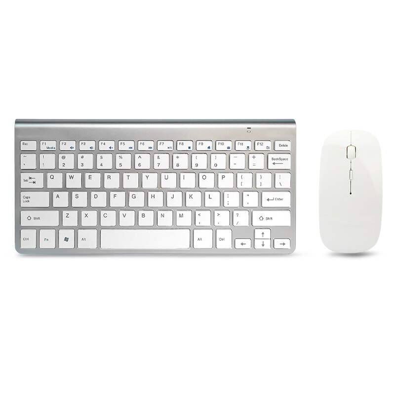 Russian/Spanish/English/Arabic 2.4G Wireless Keyboard and Mouse Combo Mini Multimedia Keyboard Mouse Set For Laptop PC TV Gray: English white set