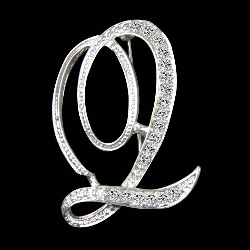 Rhinestone Crystal Broches Beginletter Broche A-S revers Spelden en Broches Clip Naam Sieraden Voor Vrouwen Mannen Wedding