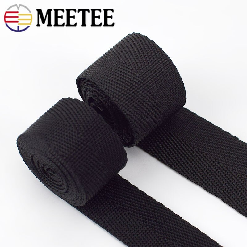 18M 0.9 Mm Dikke Zwarte Polypropyleen Pp Singels Lint Band Band Tape Voor Rugzak Knapzak Riem Diy Kleding Naaien accessoires