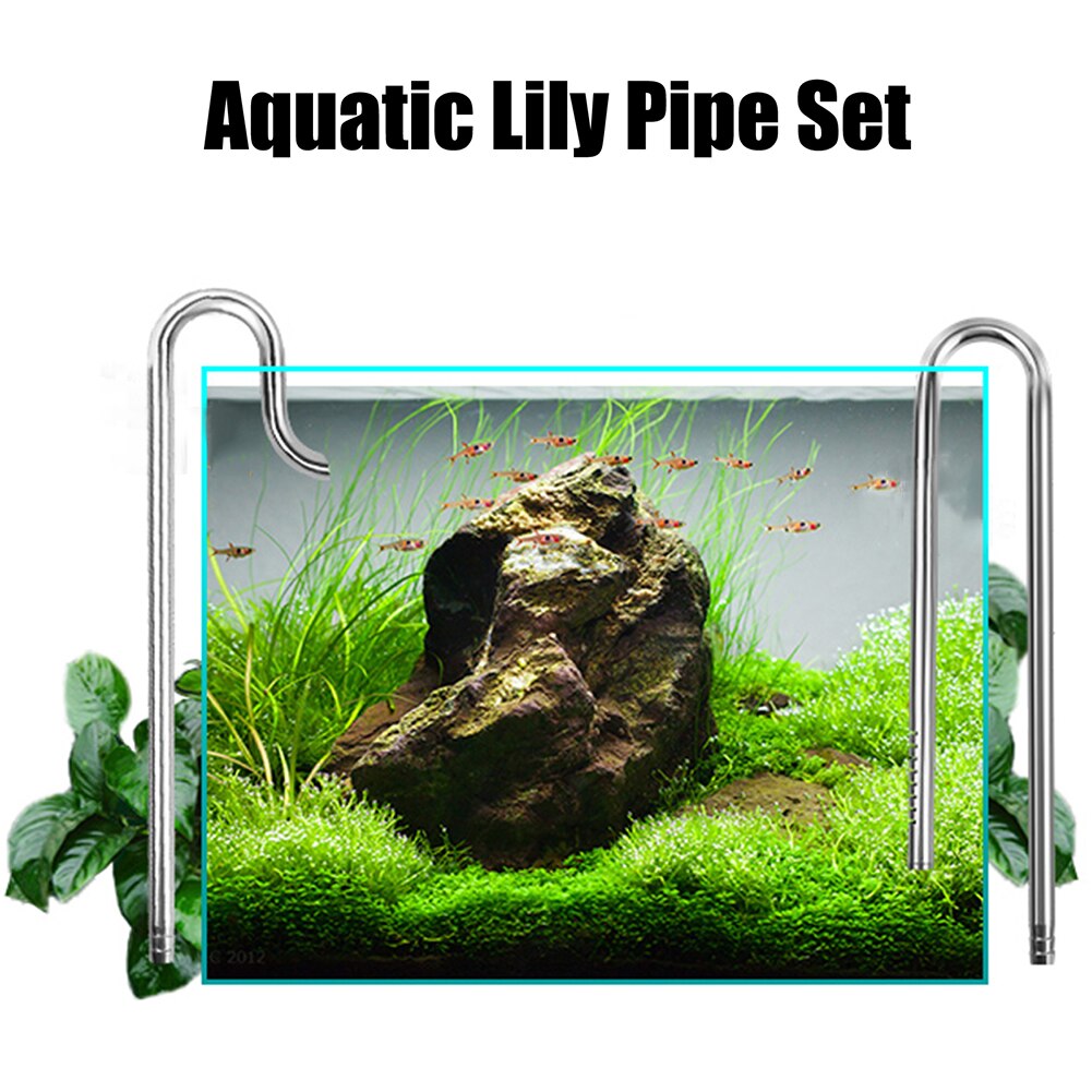 2 Stuks Universele Aquarium Aquatic Lelie Pijp Set Thuis Aquarium Filter Slang Instroom Uitstroom Rvs Glad Roestvrij