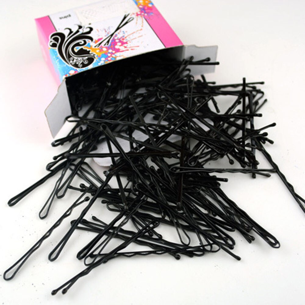 Lote de 100 Uds. De Clip pequeño para el pelo, horquilla negra con Forma de palabra de alambre que contiene pinzas para el cabello para mujer, accesorios de estilismo