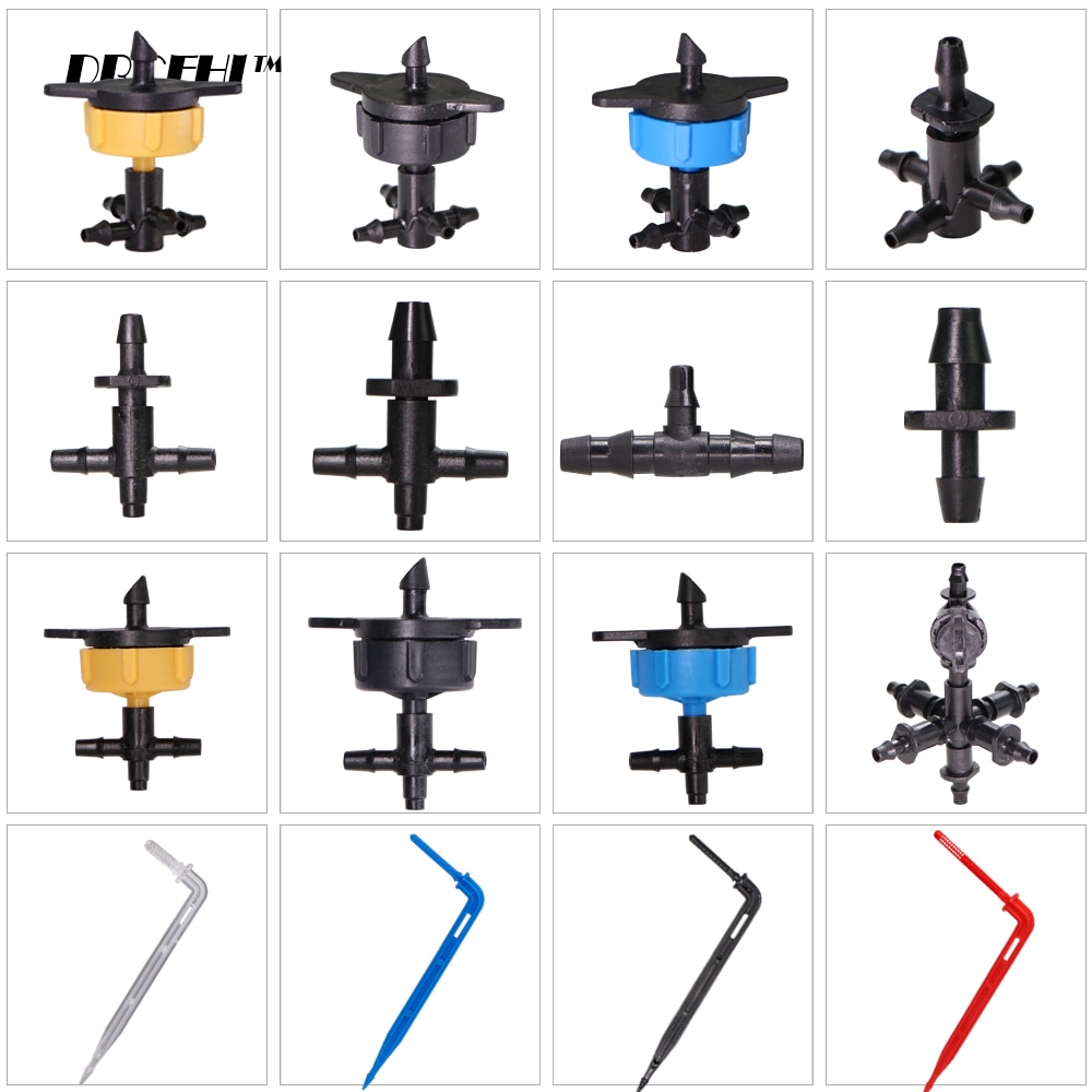Rbcfhi bevattningssprinkler 3/8 tum 4- vägs vattenrörskoppling 4/7mm to 3/5mm slangböjningspilar korsavstängningskoppling