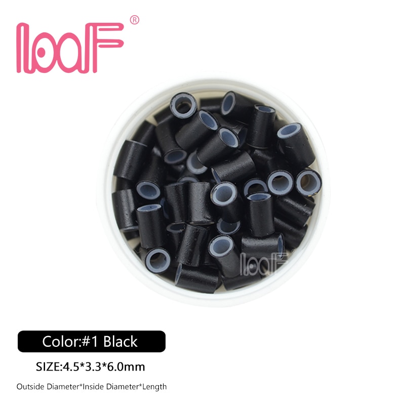 Loof 500 stk 4.5*3.3*6.0 silikone foret kobberrør mikrolinks loop ringe hårperler til menneskehår extensions værktøjer