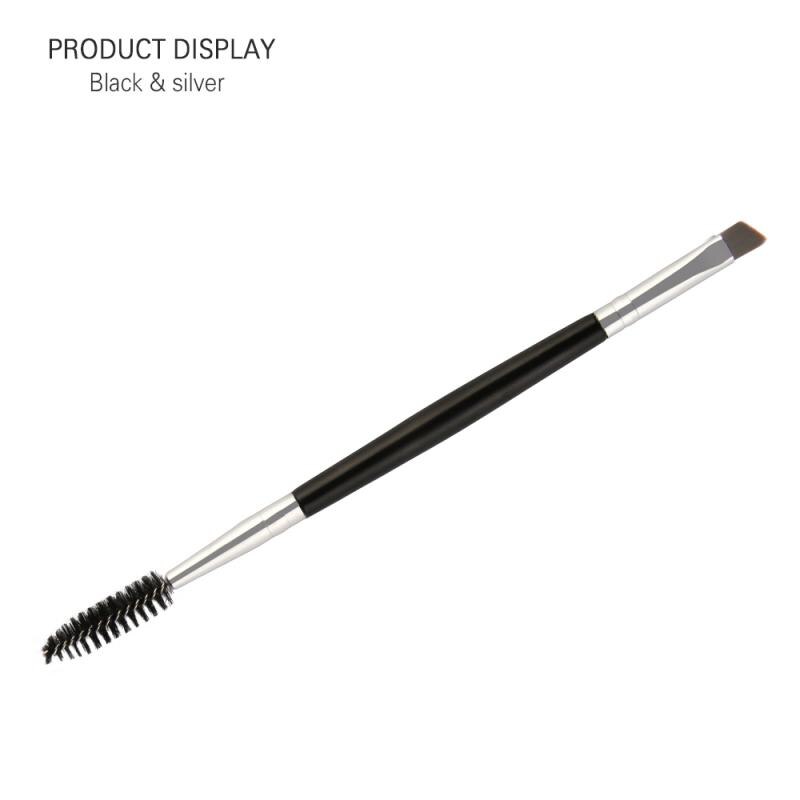 1pc Double Eyebrow Brush Wooden Handle Double-sided Eyebrow Flat Angle Bevel Brush Makeup Brush Tool