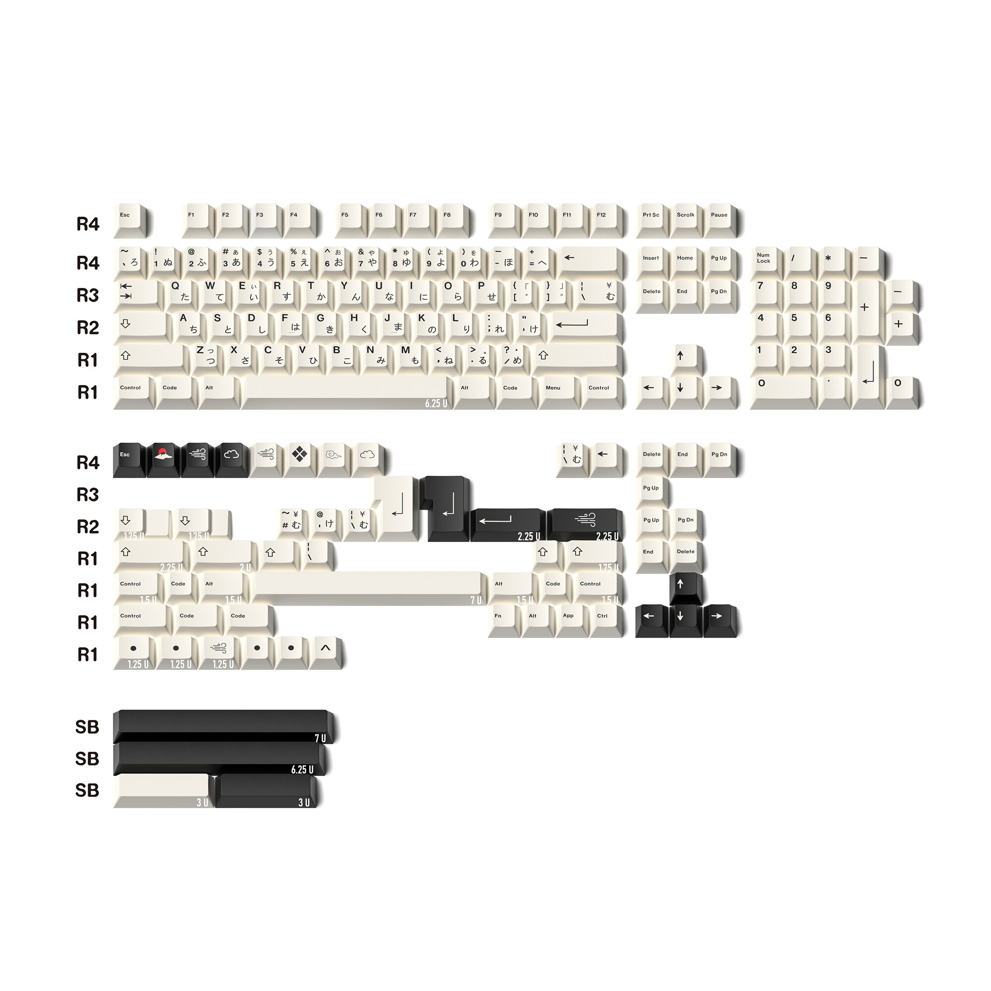 JKDK – capuchons de touches de clavier minimaliste japonais, profil Cherry, PBT, noir et blanc, pour clavier mécanique avec interrupteur MX: Default Title