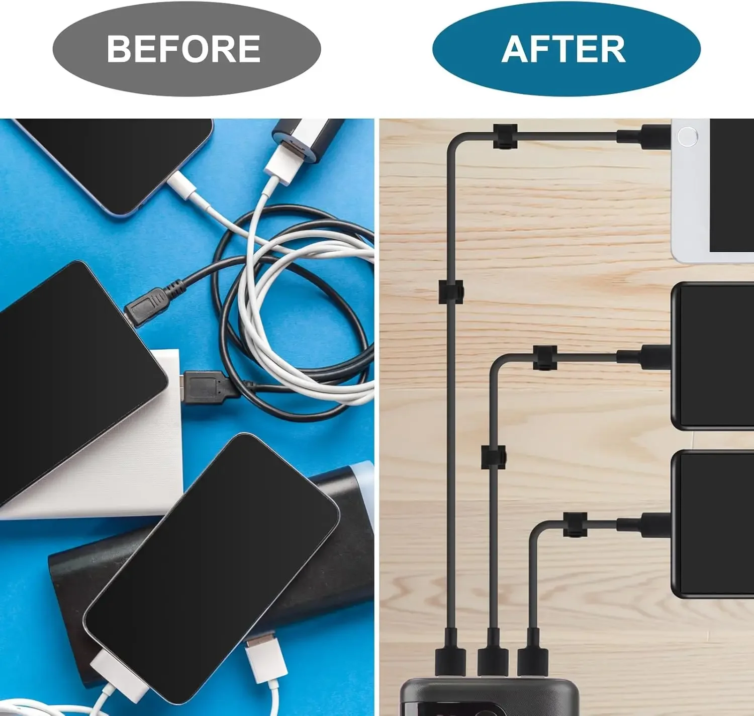 Cable Clips Adhesive Cable Organizer Sticky Wire Clip Cord Organizer Wires Management Holder for Office Car Home Charging Cable