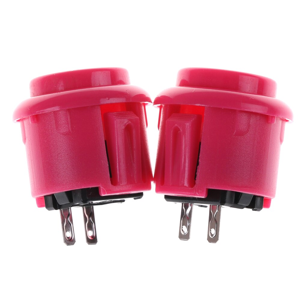 Accesorios para máquina de juegos Arcade, 2 uds., buena , 24mm, botón pulsador redondo, arcade con interruptor: Rosa