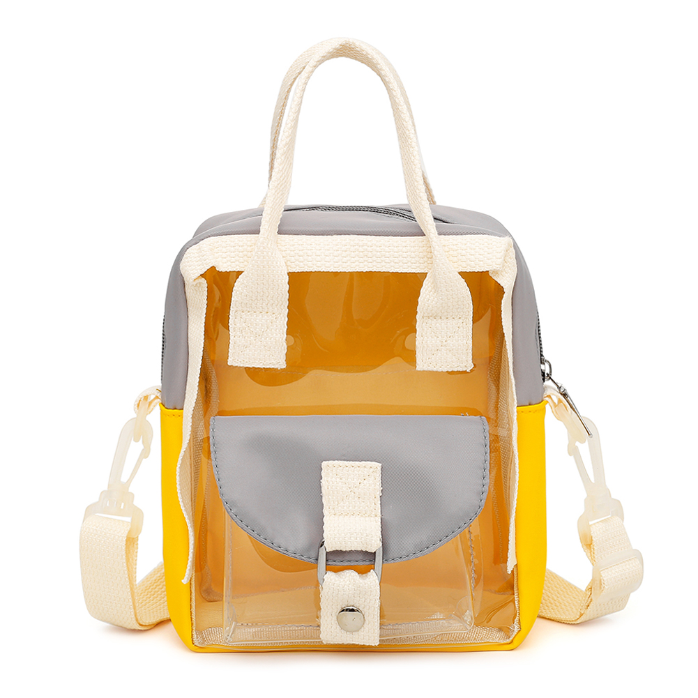 Female Top-handle Bag Student Girls Women PVC Hit Color Bagpack Hit Color Transparent Casual Backpack Travel: YELLOW