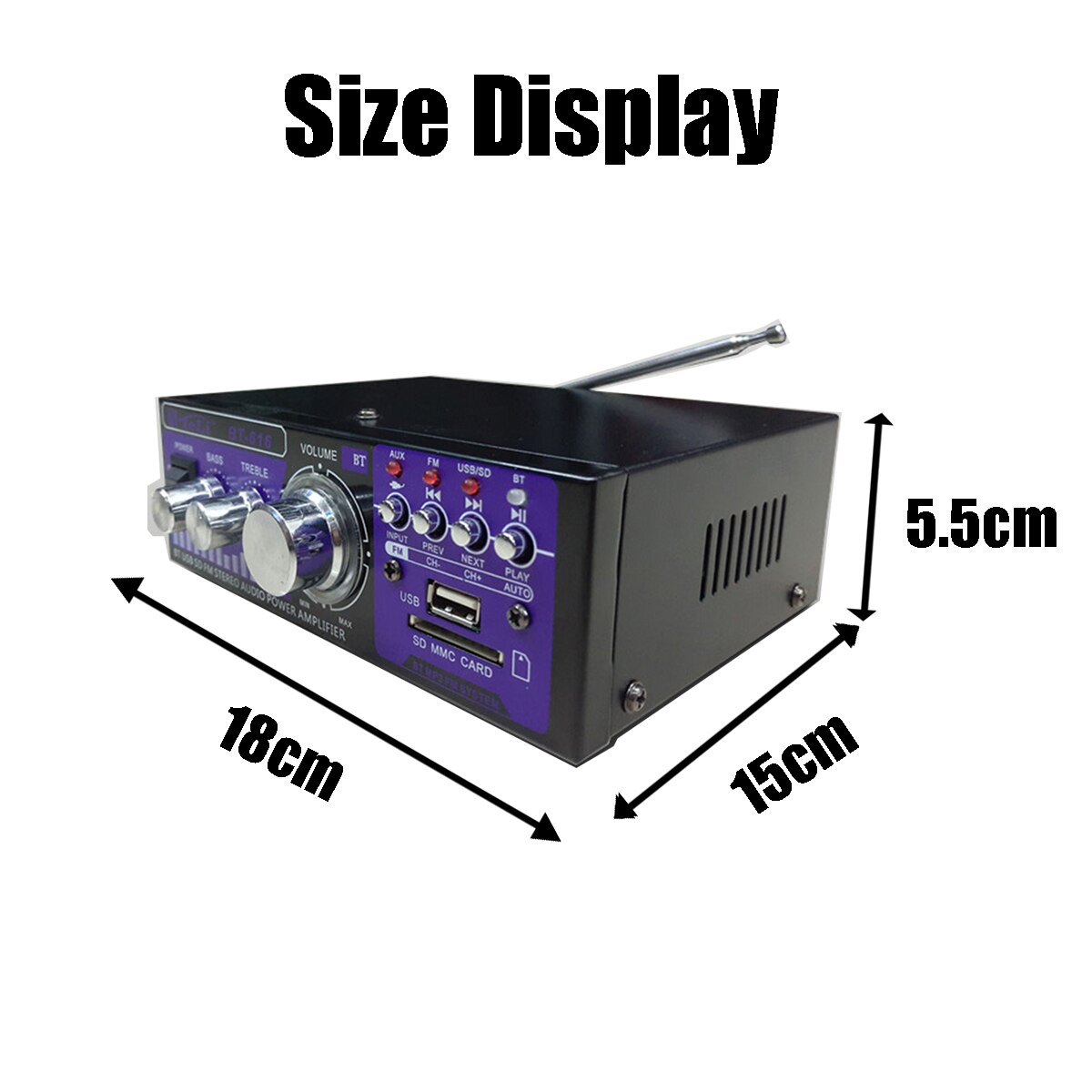 200W HIFI bluetooth Power Amplifier Car/Home Theater Digital Power Audio Amplificador for Speaker Treble Bass Control FM USB SD