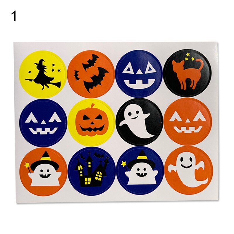 3.5Cm Halloween Verpakking Afdichting Labels Stickers Pompoen Vleermuizen Patroon Diy Halloween Stickers Bag Decoratie TP899
