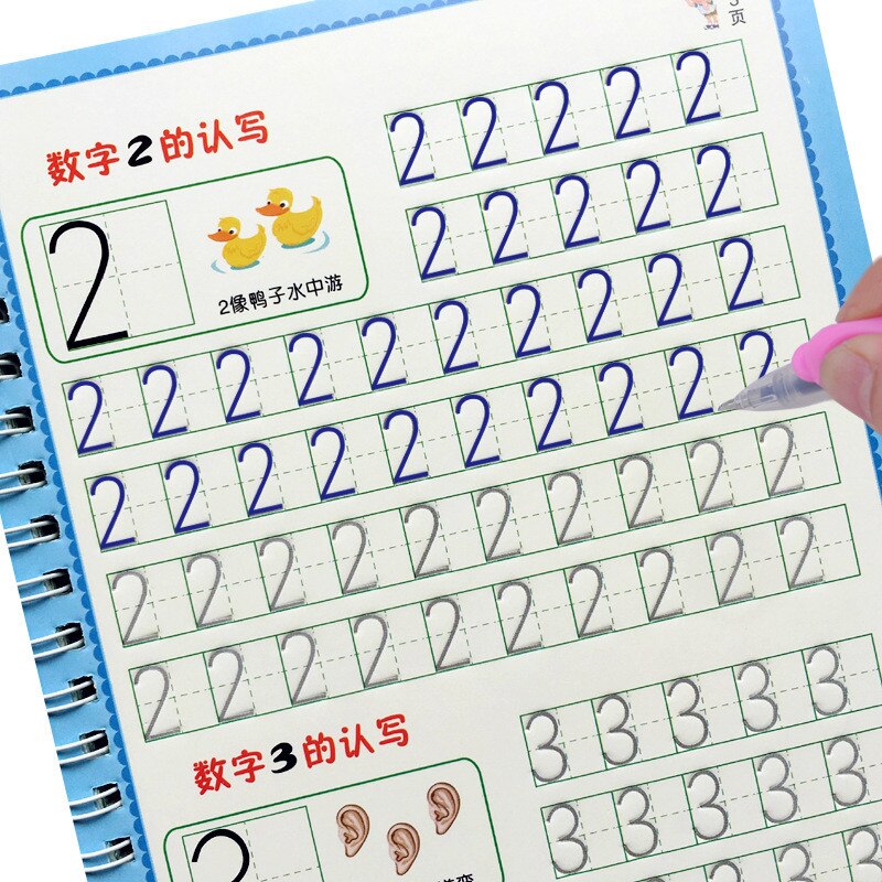 4 böcker barn kalligrafi copybook skriva engelska bokstäver barn lär sig räkne skola måla övning konst copybook