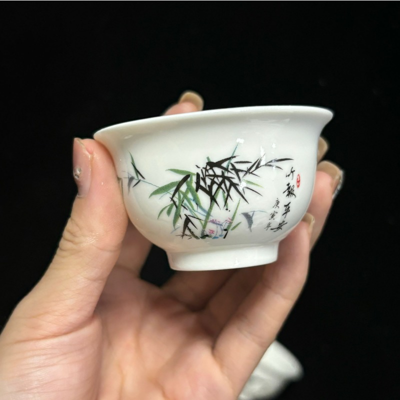 Juego de 6 unidades de taza de té con pintura de paisaje pintada a mano, taza maestra de Boutique hecha a mano, suministros de artículos de té chinos, accesorios para la ceremonia del té