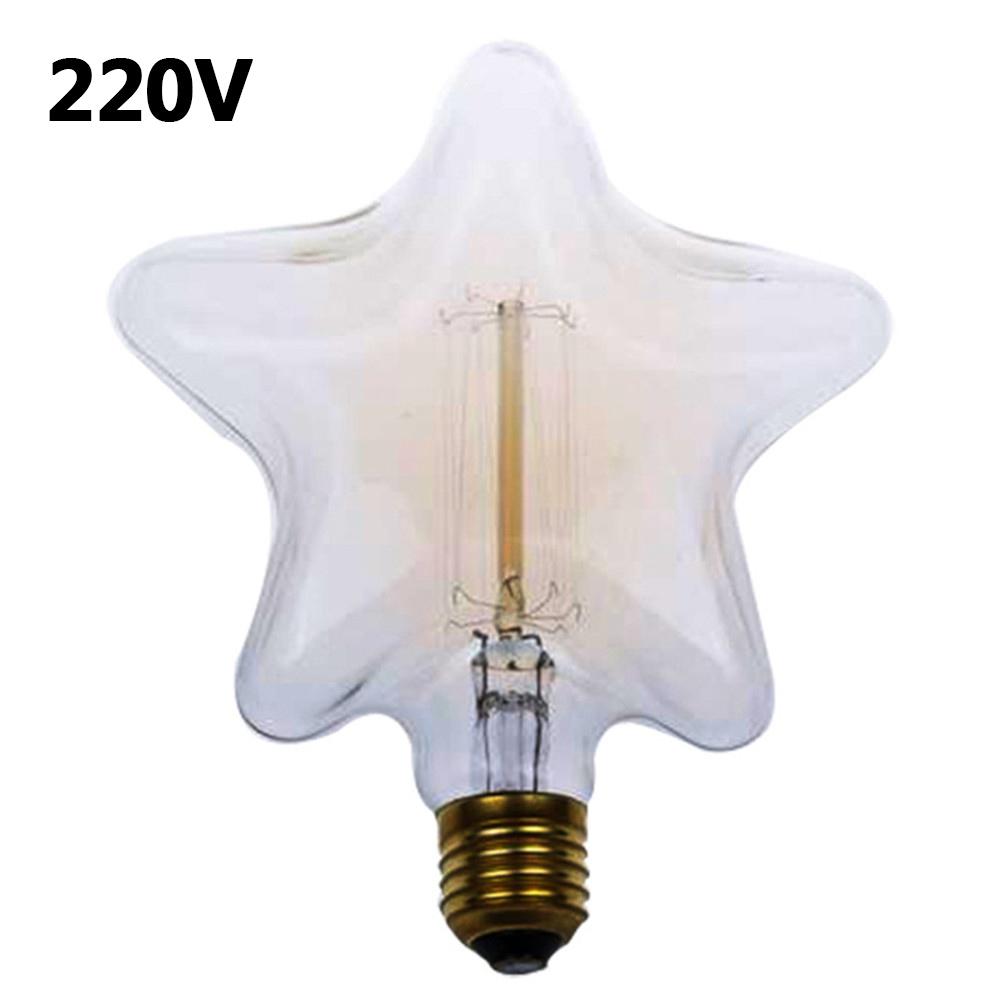 E27 Retro Edison Bulb Star Heart Shaped Beautiful High Brightness Bulb Glass Warm White Light Beautiful And