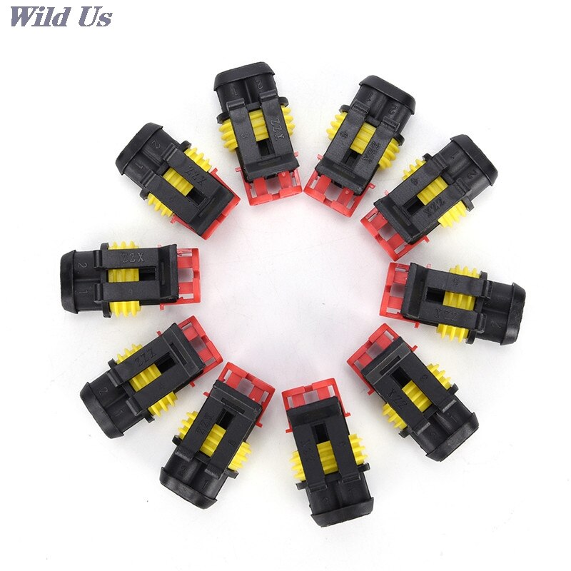 10 Kits/lot 2 Pin Way Sealed Waterproof Electrical Wire Connector Plug Car Auto Sets