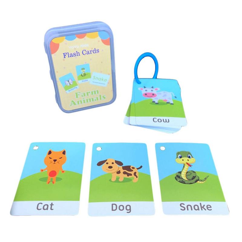 Montessori Cartoon Language Learning Cards Kids Early Development Learning Educational Language Training Ognitive Memory Cards