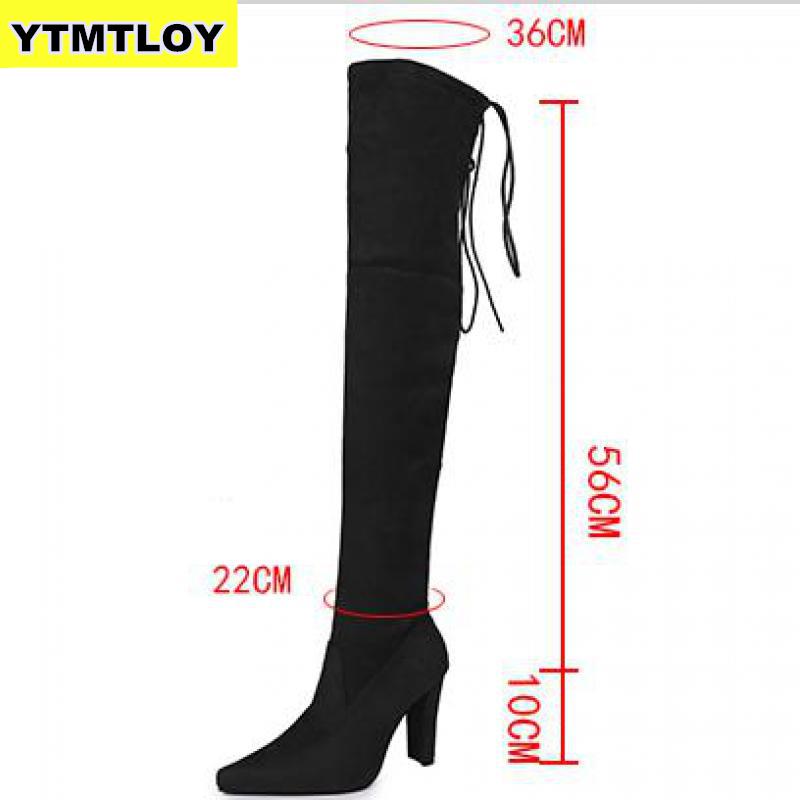 Taille 35-43 nouvelles chaussures femmes bottes noir sur le genou Sexy femme automne hiver dame cuisse haute cuisse bottes rouges