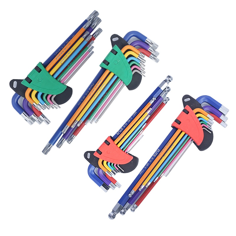 9pcs Screwdriver Hex Allen Wrench Set Colour Coding Wear-resisting Anticorrosion Allen Key Sets Hexagon Torx Star Spanner