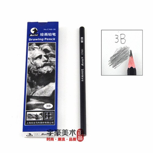 12 PCS Maries Schets Potlood 2B 4B 6B 8B 10B 14B Schilderij Tekening Potlood Creatieve Potloden: 3B