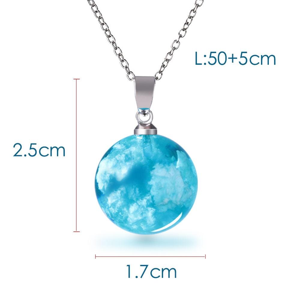 Blue Sky White Cloud Chain Pendant Necklace Janedream Chic Transparent Rould Ball shape Resin Necklace for Women Jewelry