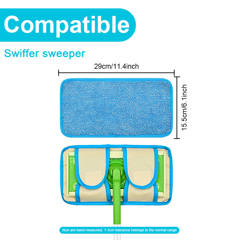 Mopa de microfibra lavable y reutilizable para suelo, fregona con tapa en seco y húmedo, herramientas de limpieza, 1/2 piezas