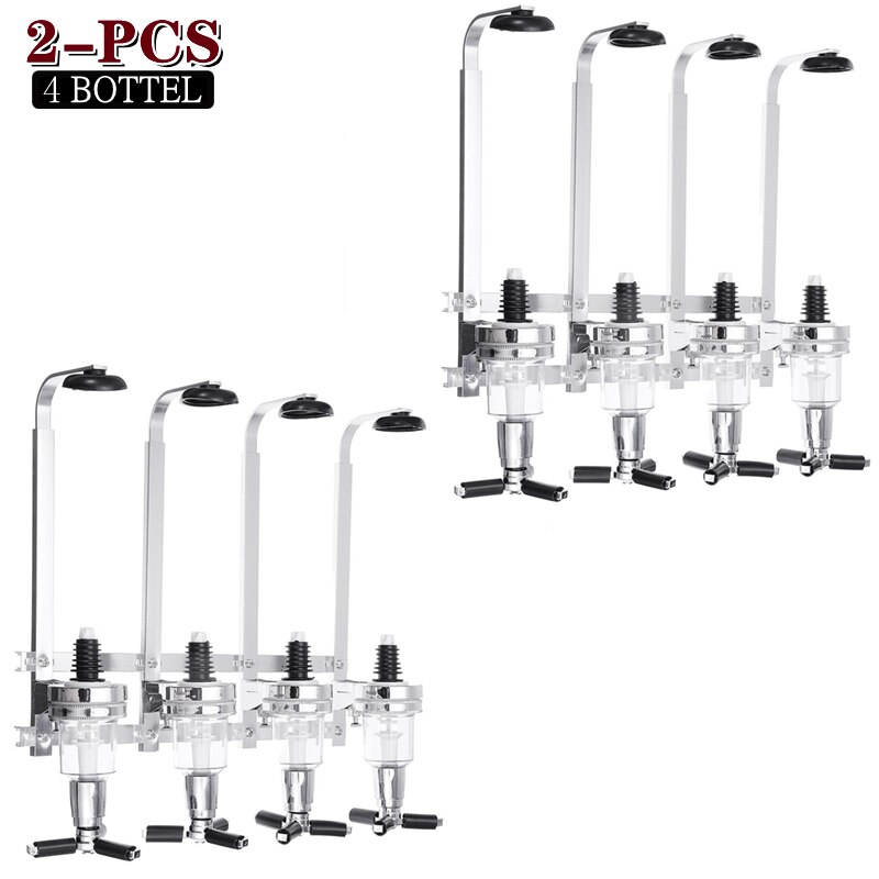 1-8Pcs 1/2/3/4 Bottle Bar Beverage Liquor Dispenser Holder Alcohol Drink Shot Wall Mounted 1-4 Station Beer Wine Pourers Divider: 4 Bottle  2Pcs