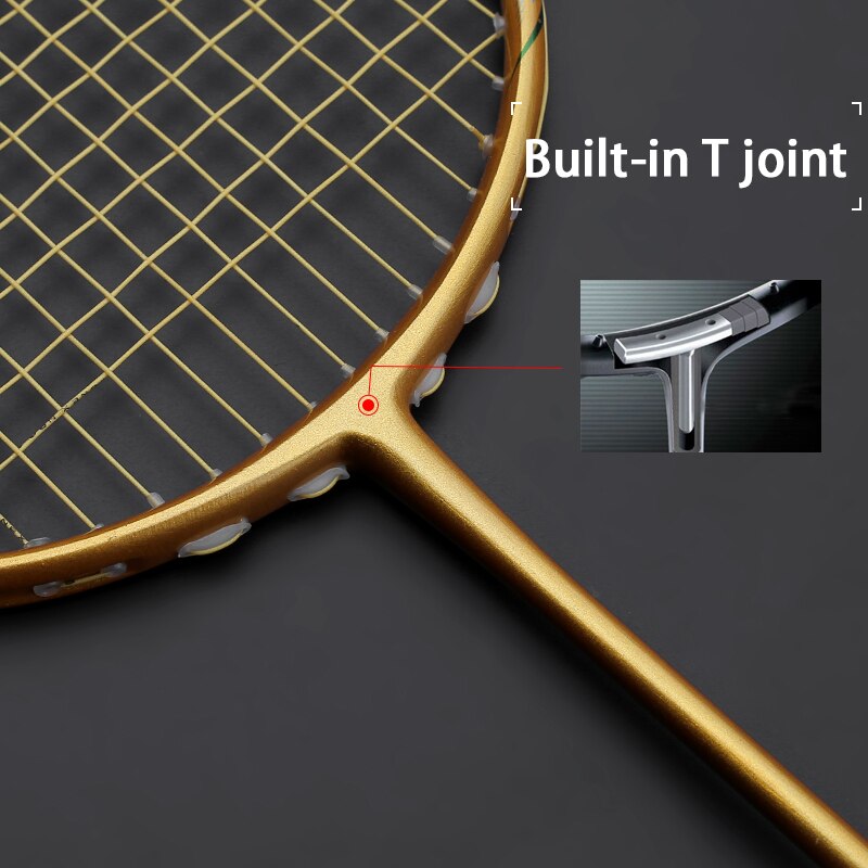 Super Light 8U Carbon Fiber Strung Badminton Rackets With Strings Bags Racquet 24-30lbs Speed Padel