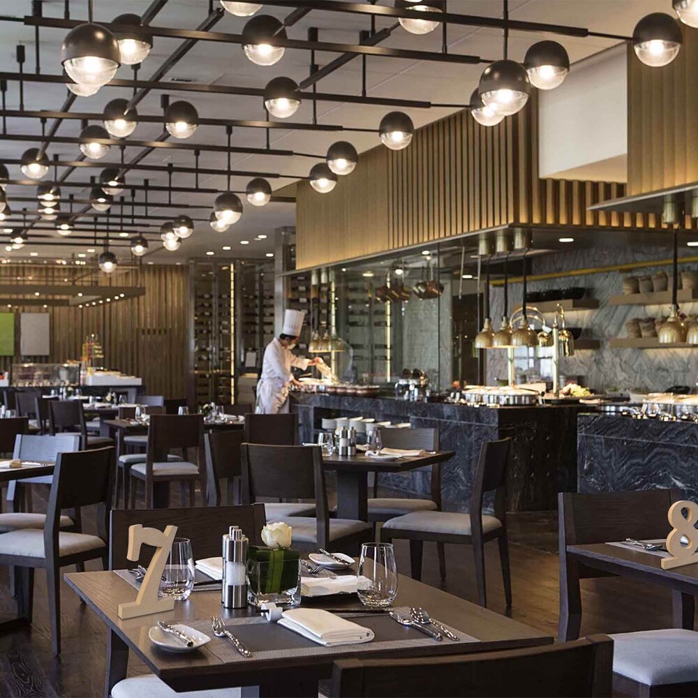 1-10 Wooden Table Number with Base Table Figure Number Holder Wedding Table Decoration For Reception Wooden Wedding Supplies