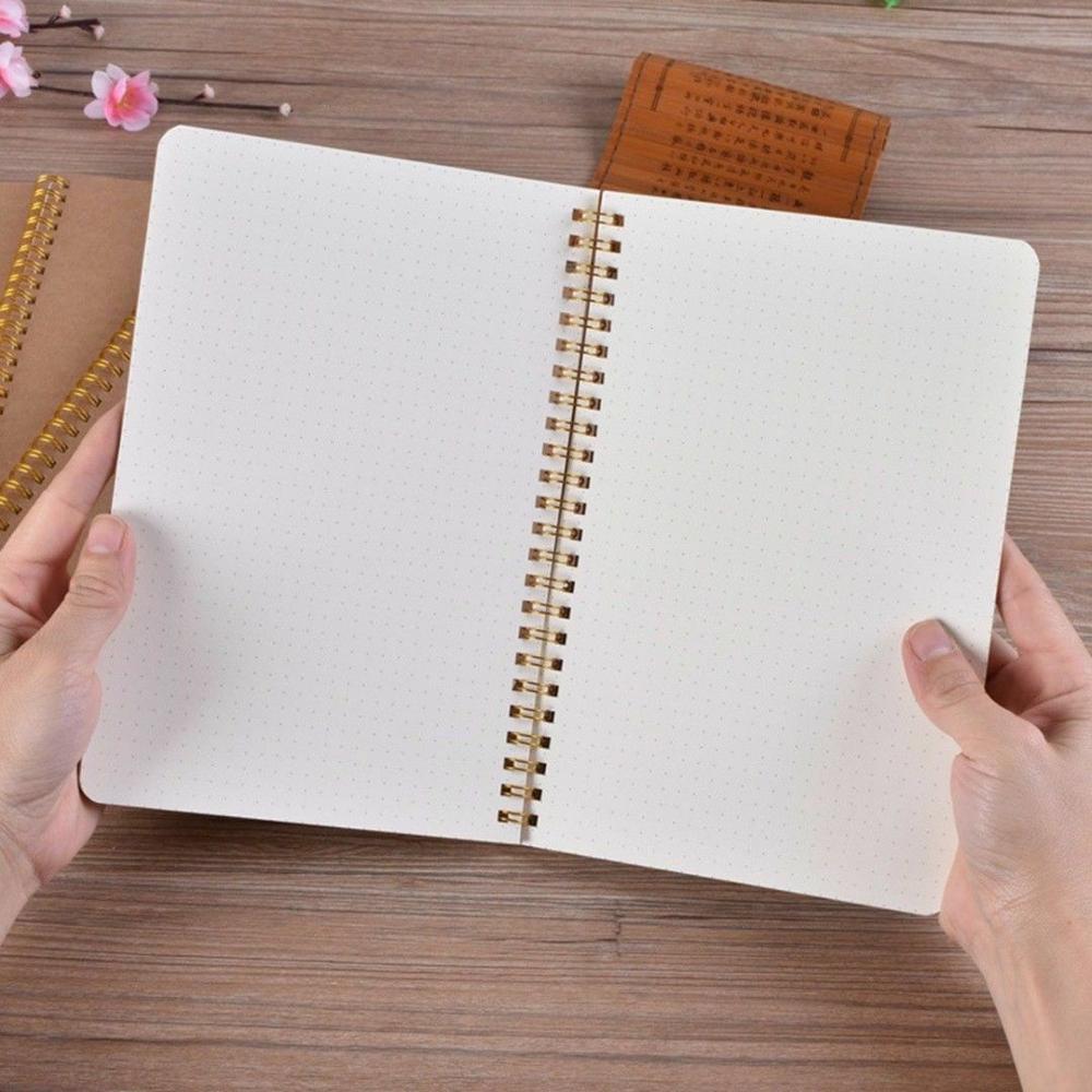 Medium A5 Dotted Grid Spiral Notebook Journal Cardboard Soft Cover 100 Pages