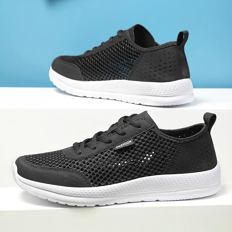 YRZL Herren-Laufschuhe, leicht, atmungsaktiv, modisch, schwarz, Luft-Sneaker, bequem, lässig, weiche Sohle, Sportschuhe für Herren: Schwarz / 46