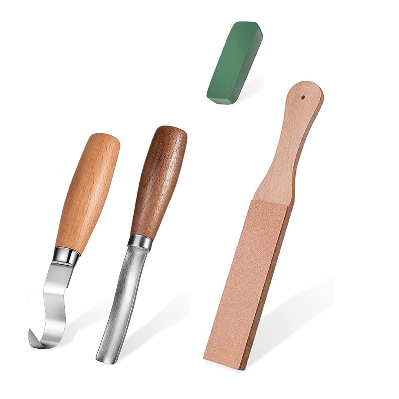 4 Pieces Wood Carving Tools Kit, Spoon Carving Hook Knives With Wood Carving Gouge Chisel Bowl Scoop Carving Set: Default Title
