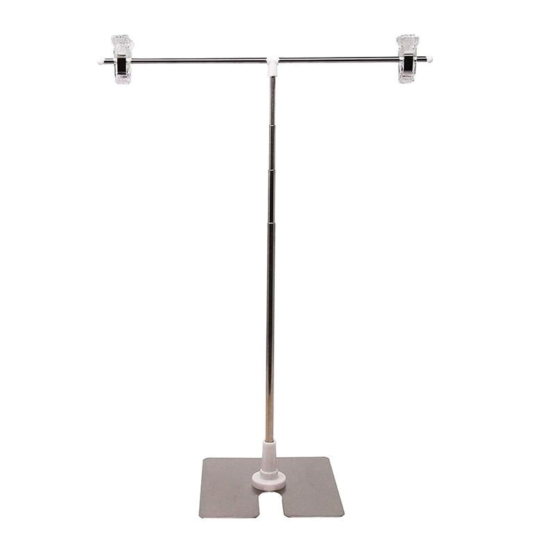 1pc Multipurpose Ajustable Stainless Steel Display Stand T-shaped Height Adjustable Poster Stand (Silver) for Shop: Default Title