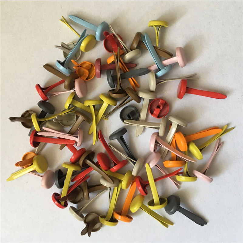 Brads métalliques de couleurs mélangées 8x17mm, 100 pièces, pour Scrapbooking, embellissement, fixation, Rivets en émail, fabrication de cartes