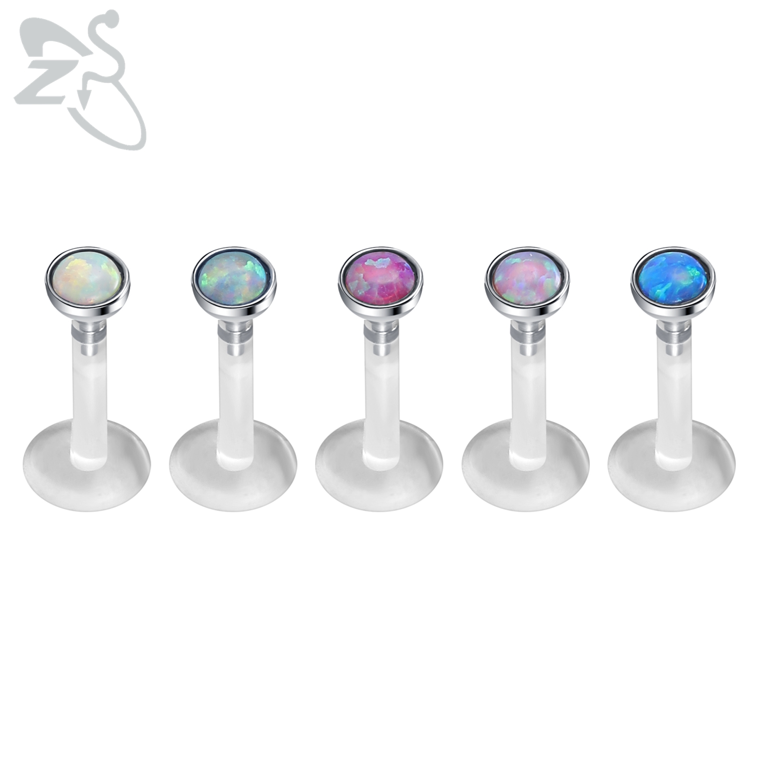 ZS 5 unids/lote 16G claro Bioflex labio Labret Piercing Set cristal Monroe labio Stud estrella corazón oreja Tragus hélice cartílago Piercings: Bronce antiguo plateado
