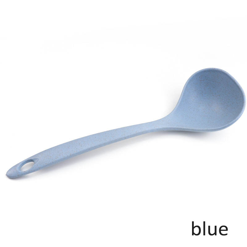 1Pcs Rijst Pollepel 4 Kleuren Maaltijd Diner Scoops Koken Tool Stalk Lepel Servies Tarwestro Lange Handvat Keuken Benodigdheden: Blauw