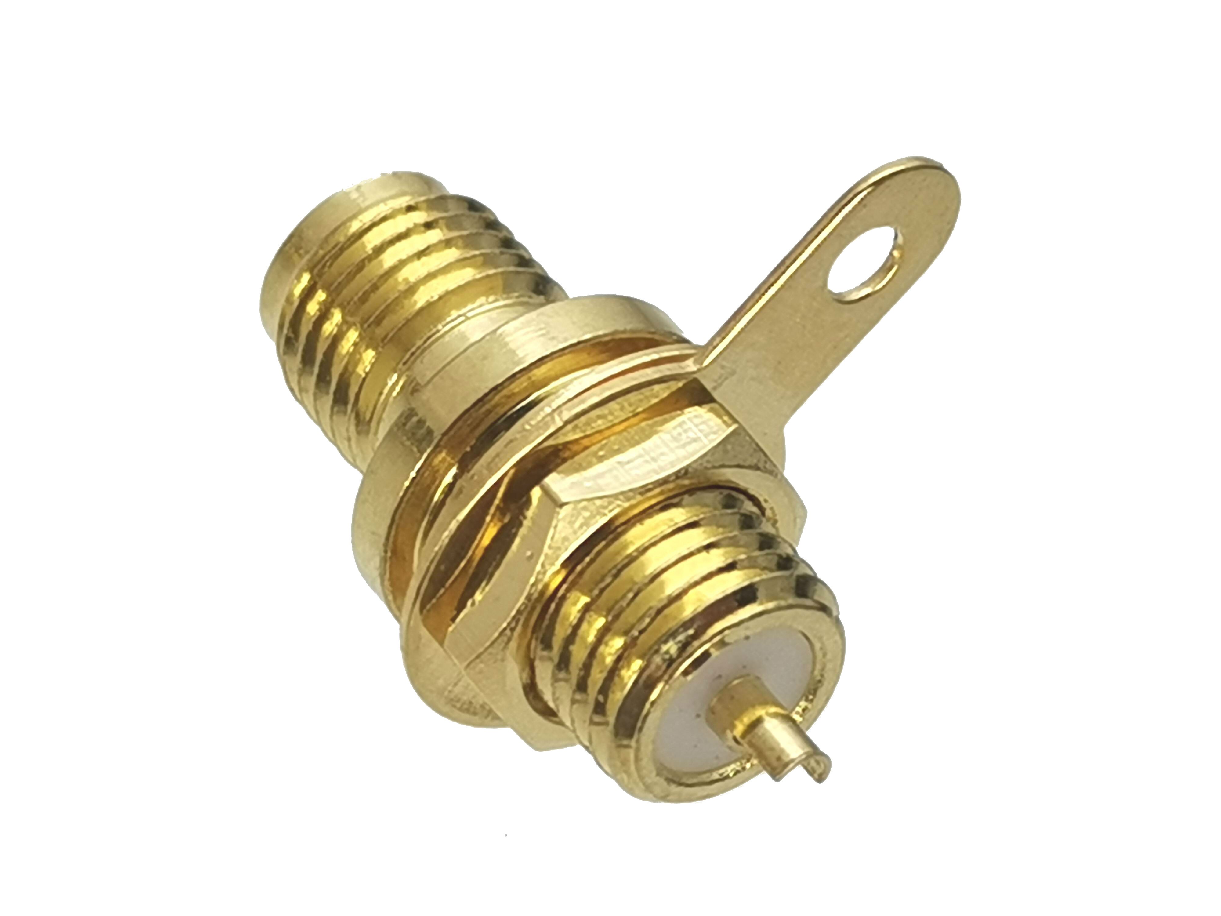 1Pcs Connector SMA Female jack Bulkhead Nut Handle Solder Panel Mount RF Adapter Coaxial High Quanlity