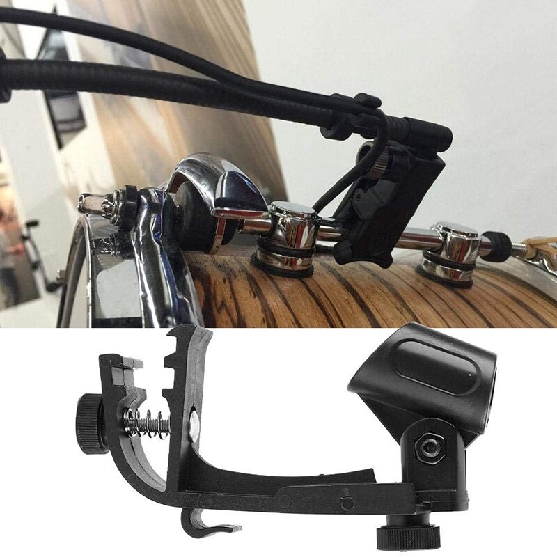 2 Pcs Drum Microphone Clip Adjustable Rim Snare Drum Mic Mount Clamp Holder for The Microphone Diameter of 18mm to 22mm