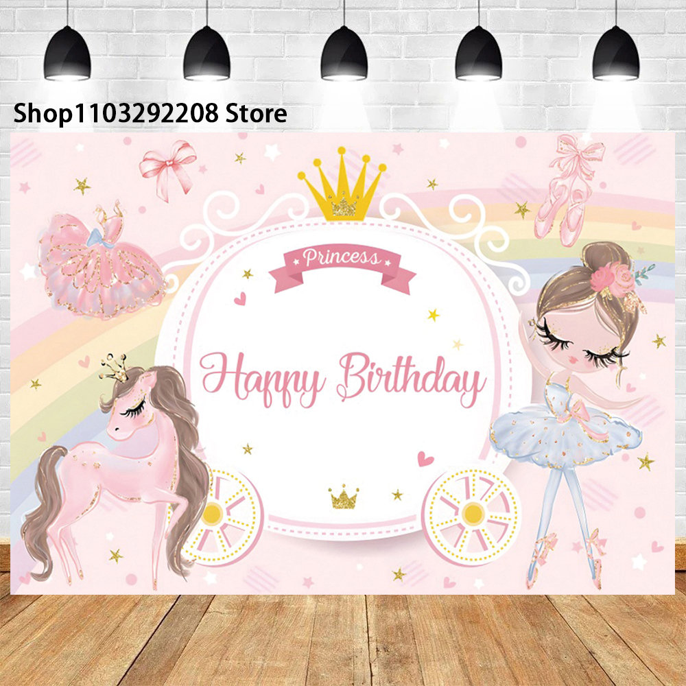 Ballet Dancer Girl Princess Theme Girls Ballerina Baby Shower Photography Backdrop Swan Girls Birthday Party Decoration Banner