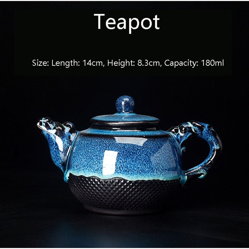 Kinesisk te sett blå rav glasur keramisk jingdezhen temmoku glasur utsøkt sett kung fu te kopp bærbar tekanne gaiwan te kopper