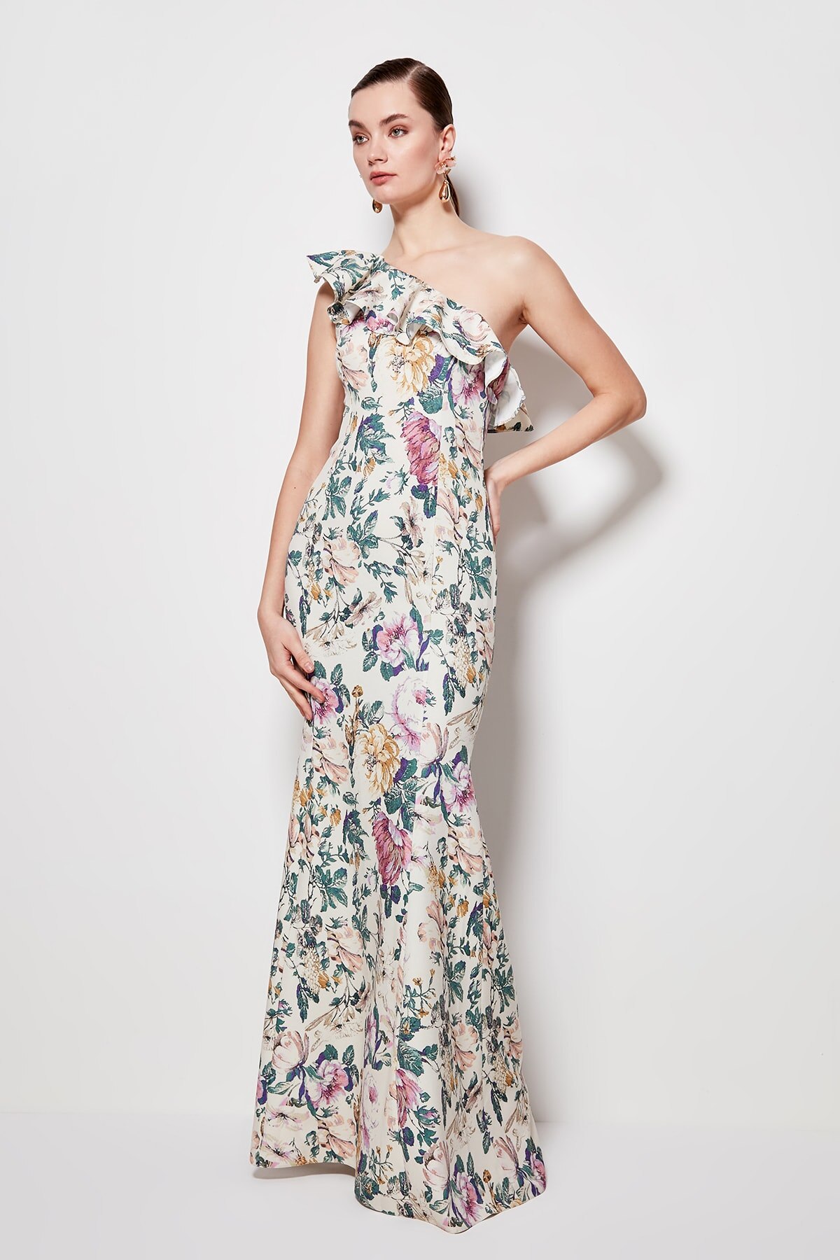 Trendyol Flower Pattern Evening Dresses & Prom Gown TPRSS20AE0024: 36