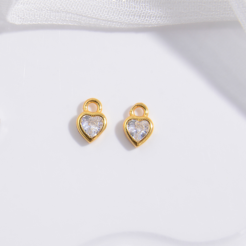 2 uds S925 ojos de plata esterlina Ellispe corazón pequeños dijes DIY collar pendientes para fabricación de joyería accesorios al por mayor SD12: PLATEADO