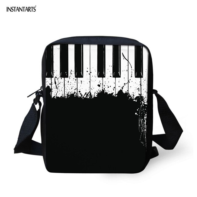 INSTANTARTS Music Note Piano Crossbody Bag Brand School Student Bookbag Mini Messenger Bag Flap Handbag Schoolbag: HM10086E